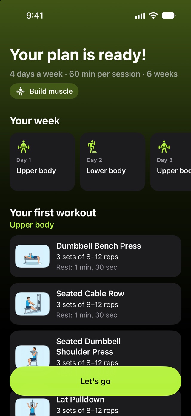 Your plan is ready: 4 days a week